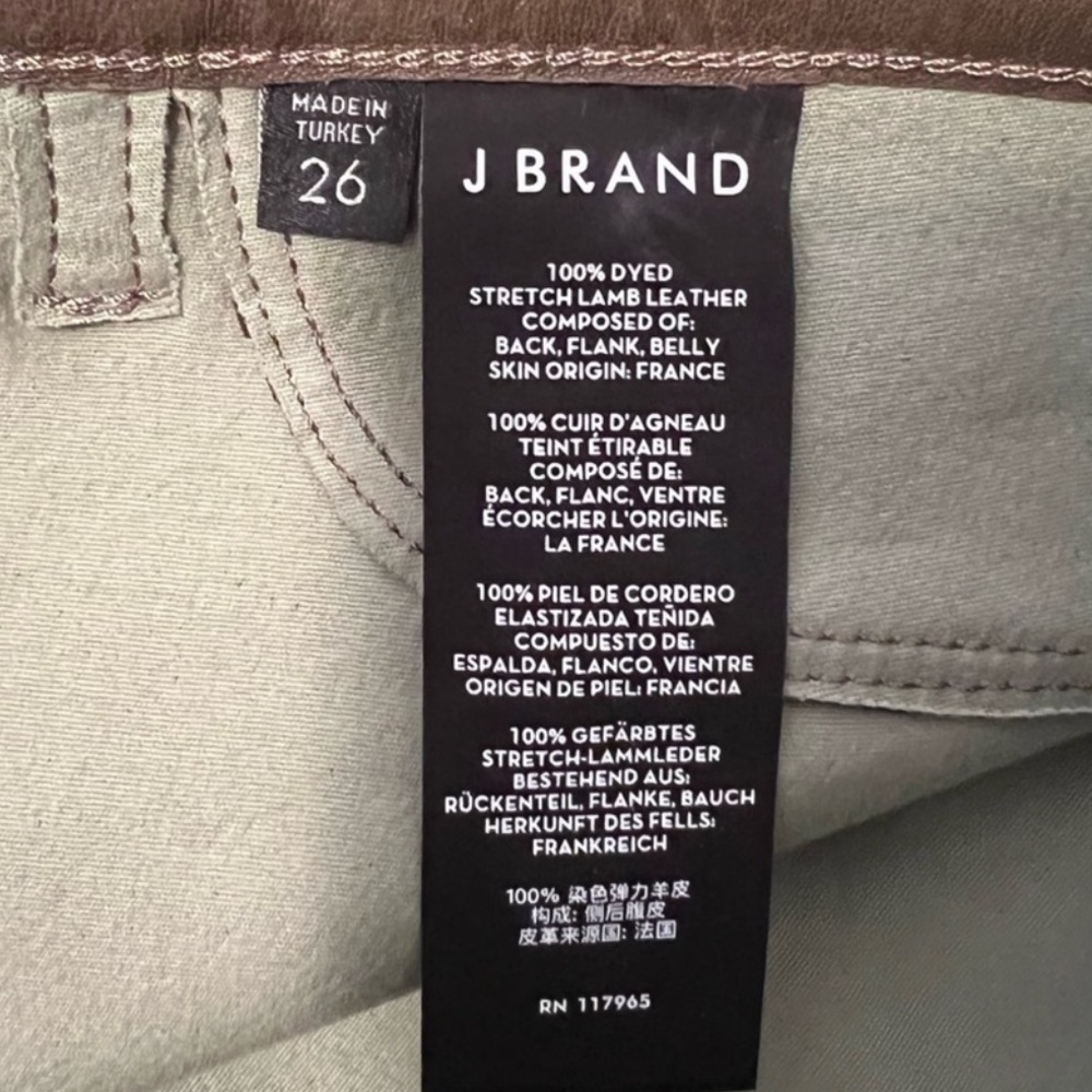 J Brand Brown Lambskin Leather Maria High Rise Womens 29 - Picture 5 of 10